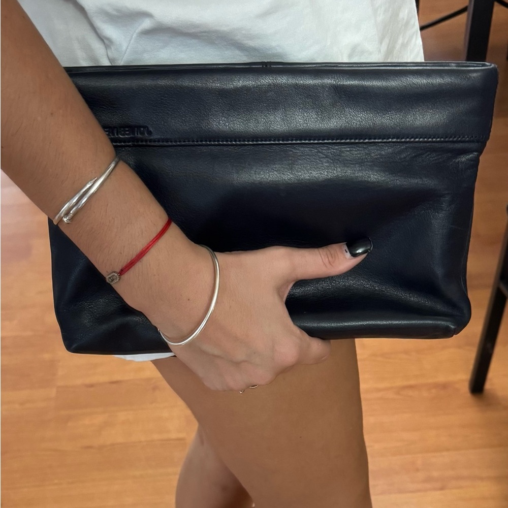 Jones New York Navy Leather Clutch